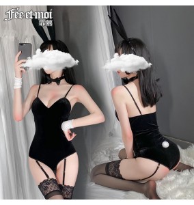 FEE ET MOI Sexy Bunny Girl Costume With Stocking (Black)